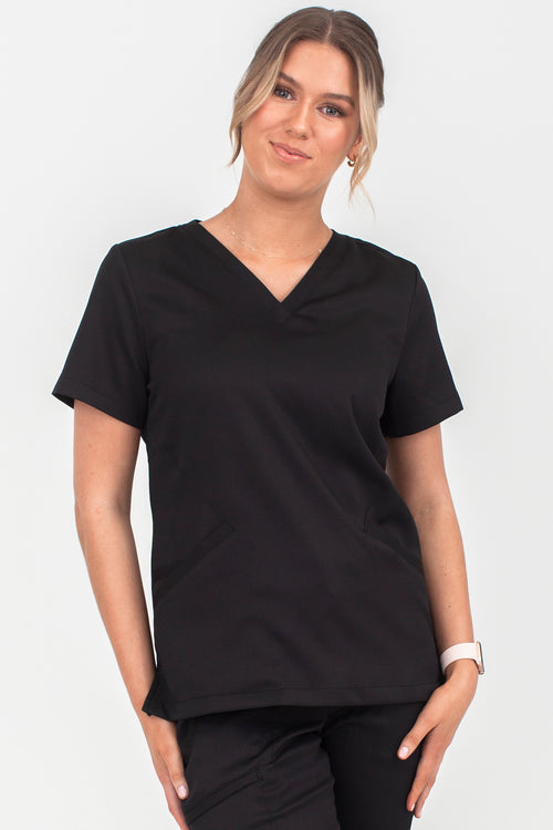 The Hemisphere 4-Pocket Scrub Top - Storm Black