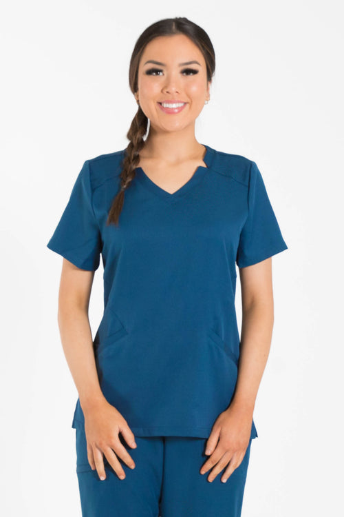 The Estuary 4-Pocket Scrub Top - Gemstone Teal