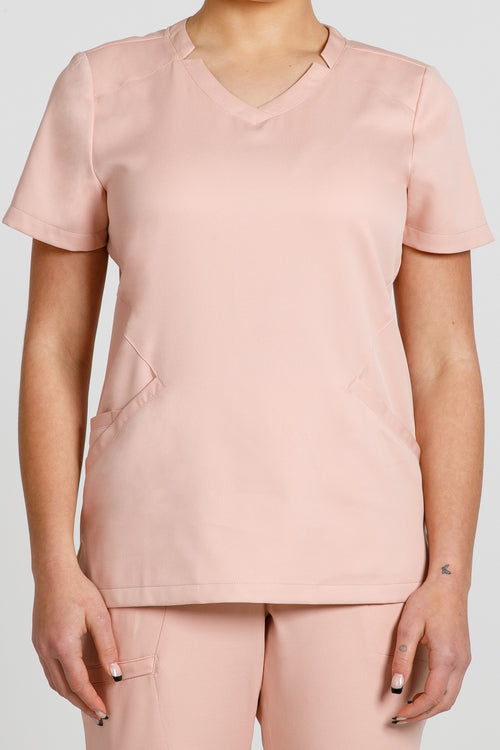 The Estuary 4-Pocket Scrub Top - Coral Pink