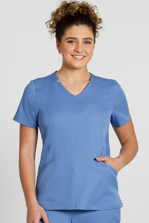 The Estuary 4-Pocket Scrub Top - Ocean Blue